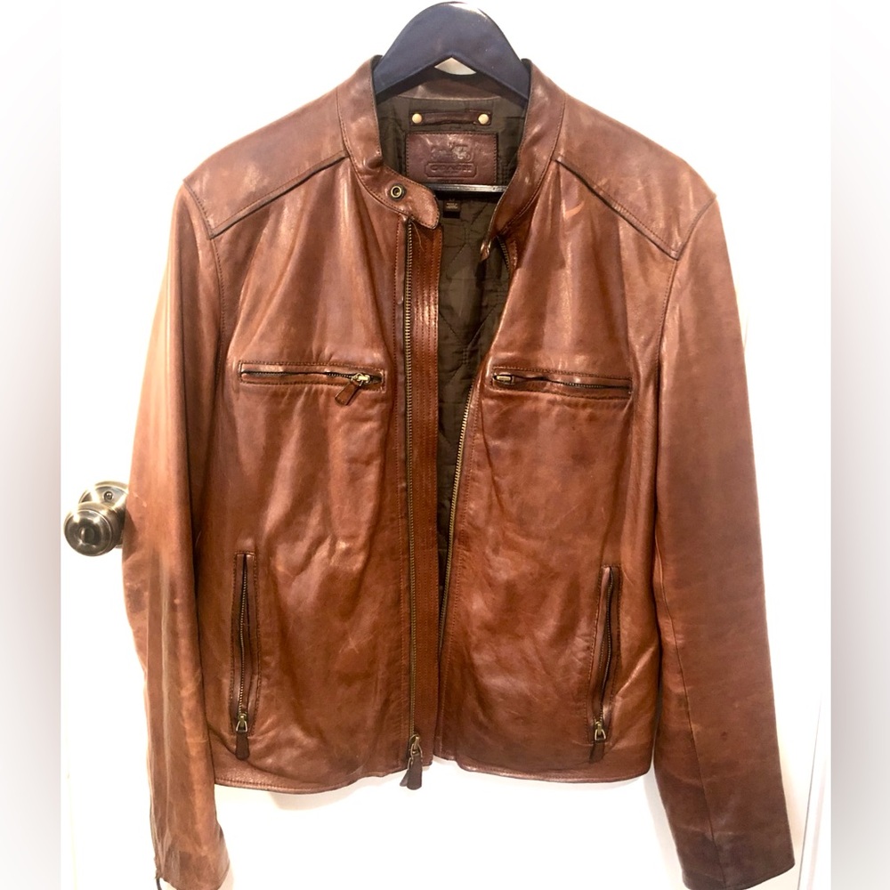 RELISTED- Coach Cognac Leather Moto Jacket Small